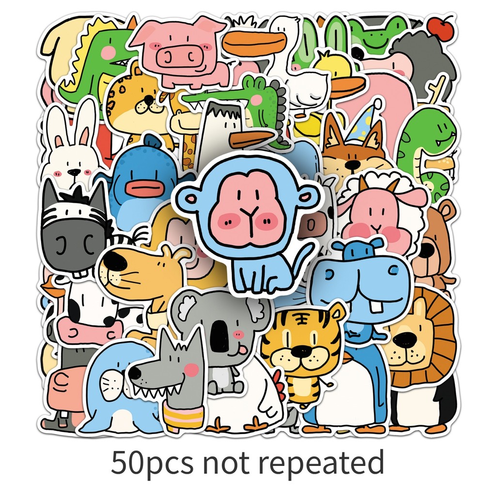 Pet Supplies In Store - 50 Lembar Stiker Hewan Kebun Binatang