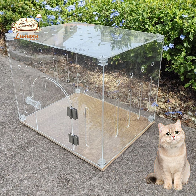 Pet Supplies In Store - Kandang Kucing Akrilik Transparan Portabel untuk